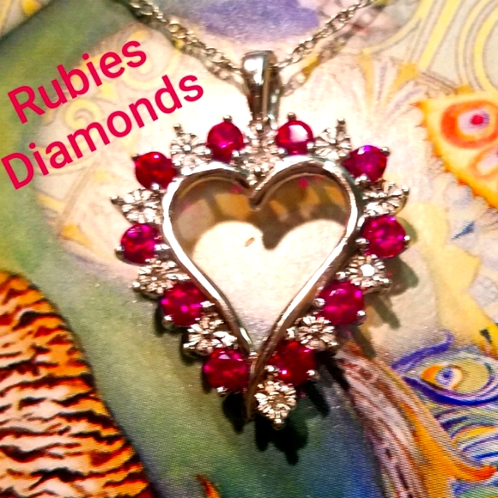 Ruby/ Diamond Necklace - Picture 3 of 4